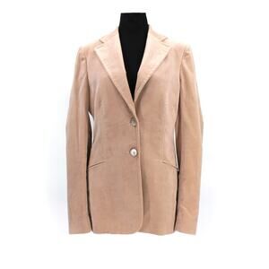 GUCCI Tan Soft Cotton Velvet Notch Single Breasted Blazer 44 Velour Jacket Italy